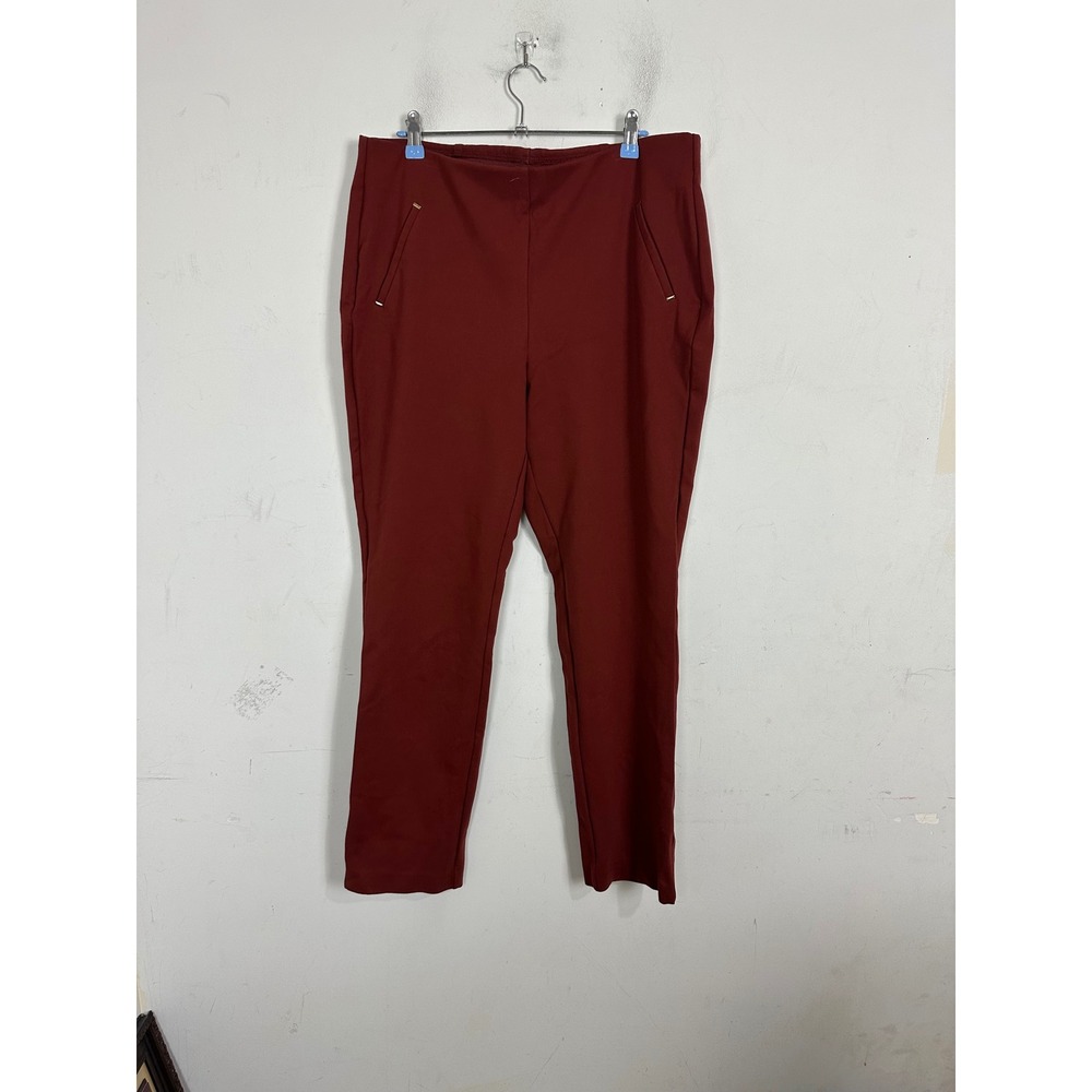 Chicos Burgundy Red Pull On Ponte Pants Size 2.5R US 14R Straight Leg Stretch